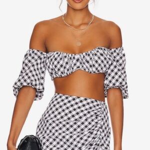 NWT Black Rumer Bisou Gingham Crop Top Sz X-Large